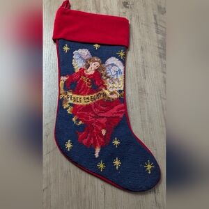 Vintage Peace On  Earth Angel Christmas Stocking